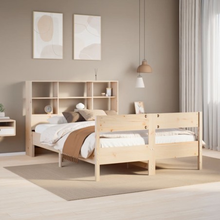 vidaXL Massivholzbett mit Regal ohne Matratze 135x190 cm Kiefer