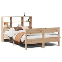 vidaXL Massivholzbett mit Regal ohne Matratze 135x190 cm Kiefer
