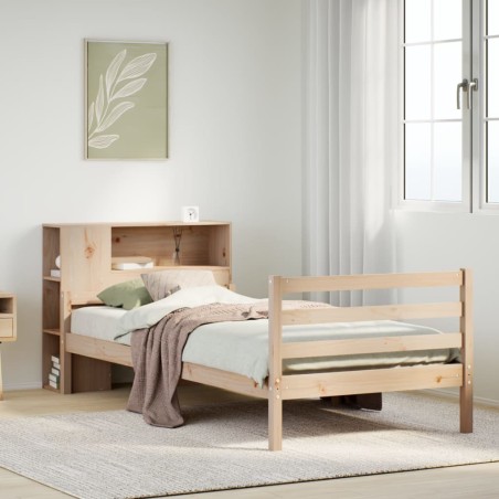 vidaXL Bücherregalbett ohne Matratze 75x190 cm Massivholz Kiefer