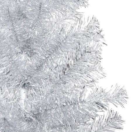 Künstlicher Weihnachtsbaum mit LEDs & Kugeln Silbern 240 cm PET