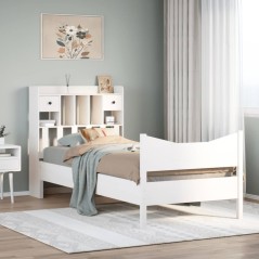 vidaXL Massivholzbett ohne Matratze Weiß 75x190 cm Kiefernholz