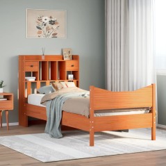 vidaXL Massivholzbett ohne Matratze Wachsbraun 90x190 cm Kiefernholz