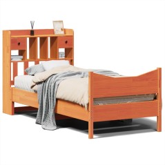 vidaXL Massivholzbett ohne Matratze Wachsbraun 90x190 cm Kiefernholz