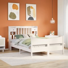 vidaXL Massivholzbett ohne Matratze Weiß 140x200 cm Kiefernholz