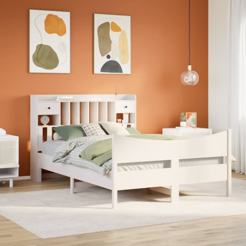 vidaXL Massivholzbett ohne Matratze Weiß 140x200 cm Kiefernholz vidaXL Massivholzbett ohne Matratze Weiß 140x200 cm Kiefernholz