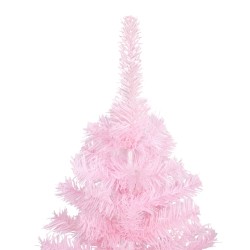 Künstlicher Weihnachtsbaum mit LEDs & Kugeln Rosa 180 cm PVC