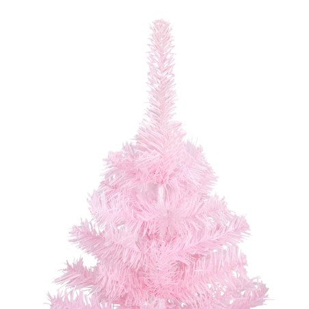 Künstlicher Weihnachtsbaum mit LEDs & Kugeln Rosa 180 cm PVC