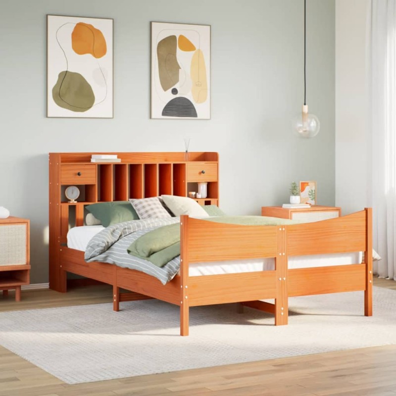 vidaXL Massivholzbett ohne Matratze Wachsbraun 160x200 Kiefernholz vidaXL Massivholzbett ohne Matratze Wachsbraun 160x200 Kiefernholz