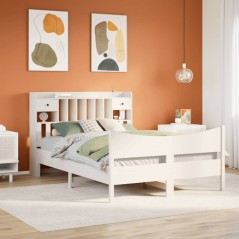 vidaXL Massivholzbett ohne Matratze Weiß 140x190 cm Kiefernholz