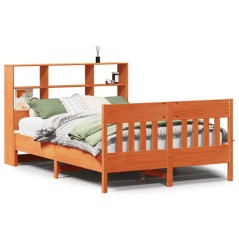 vidaXL Massivholzbett ohne Matratze Wachsbraun 120x190 cm Kiefernholz