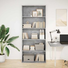 vidaXL Bücherregal Betongrau 80x30x189 cm Holzwerkstoff