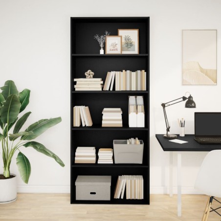 vidaXL Bücherregal Schwarz 80x30x189 cm Holzwerkstoff