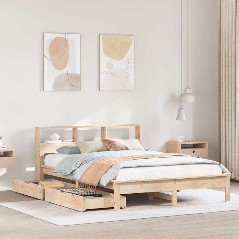 vidaXL Massivholzbett mit Regal ohne Matratze 140x190 cm Kiefernholz vidaXL Massivholzbett mit Regal ohne Matratze 140x190 cm Kiefernholz