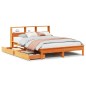 vidaXL Massivholzbett mit Regal ohne Matratze Wachsbraun 140x190 cm vidaXL Massivholzbett mit Regal ohne Matratze Wachsbraun 140x190 cm