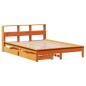 vidaXL Massivholzbett mit Regal ohne Matratze Wachsbraun 140x190 cm vidaXL Massivholzbett mit Regal ohne Matratze Wachsbraun 140x190 cm