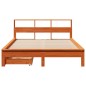 vidaXL Massivholzbett mit Regal ohne Matratze Wachsbraun 140x190 cm vidaXL Massivholzbett mit Regal ohne Matratze Wachsbraun 140x190 cm