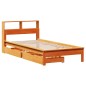 vidaXL Massivholzbett mit Regal ohne Matratze Wachsbraun 75x190 cm vidaXL Massivholzbett mit Regal ohne Matratze Wachsbraun 75x190 cm