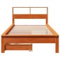 vidaXL Massivholzbett mit Regal ohne Matratze Wachsbraun 75x190 cm vidaXL Massivholzbett mit Regal ohne Matratze Wachsbraun 75x190 cm