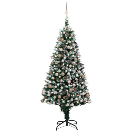 Künstlicher Weihnachtsbaum mit LEDs & Kugeln & Zapfen 240 cm