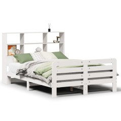 vidaXL Massivholzbett ohne Matratze Weiß 160x200 Kiefernholz