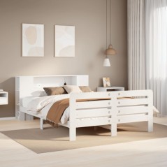 vidaXL Massivholzbett ohne Matratze Weiß 150x200 cm Kiefernholz