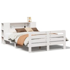 vidaXL Massivholzbett ohne Matratze Weiß 150x200 cm Kiefernholz