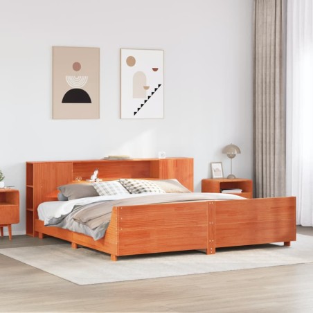vidaXL Massivholzbett ohne Matratze Wachsbraun 180x200 Kiefernholz