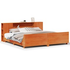 vidaXL Massivholzbett ohne Matratze Wachsbraun 180x200 Kiefernholz
