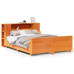 vidaXL Massivholzbett ohne Matratze Wachsbraun 135x190 cm Kiefernholz