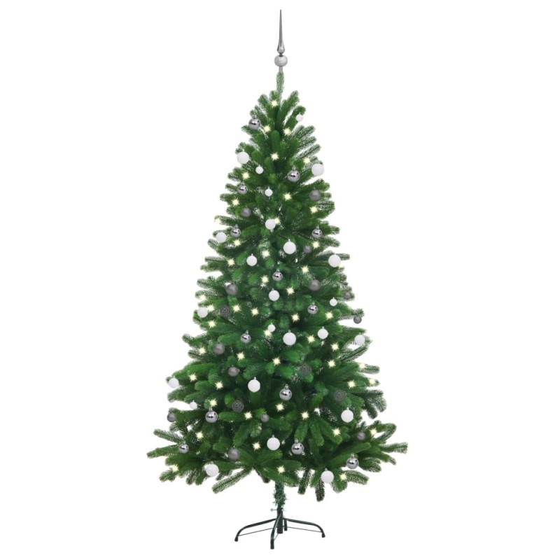 Künstlicher Weihnachtsbaum mit LEDs & Kugeln 180 cm Grün Künstlicher Weihnachtsbaum mit LEDs & Kugeln 180 cm Grün