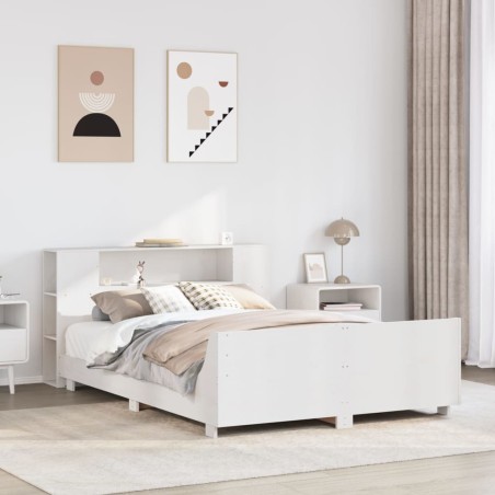 vidaXL Massivholzbett ohne Matratze Weiß 140x190 cm Kiefernholz