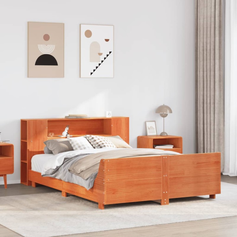 vidaXL Massivholzbett ohne Matratze Wachsbraun 120x200 cm Kiefernholz vidaXL Massivholzbett ohne Matratze Wachsbraun 120x200 cm Kiefernholz