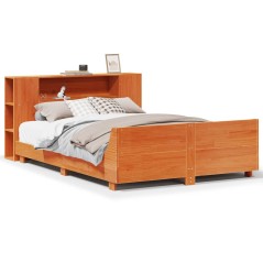 vidaXL Massivholzbett ohne Matratze Wachsbraun 120x200 cm Kiefernholz