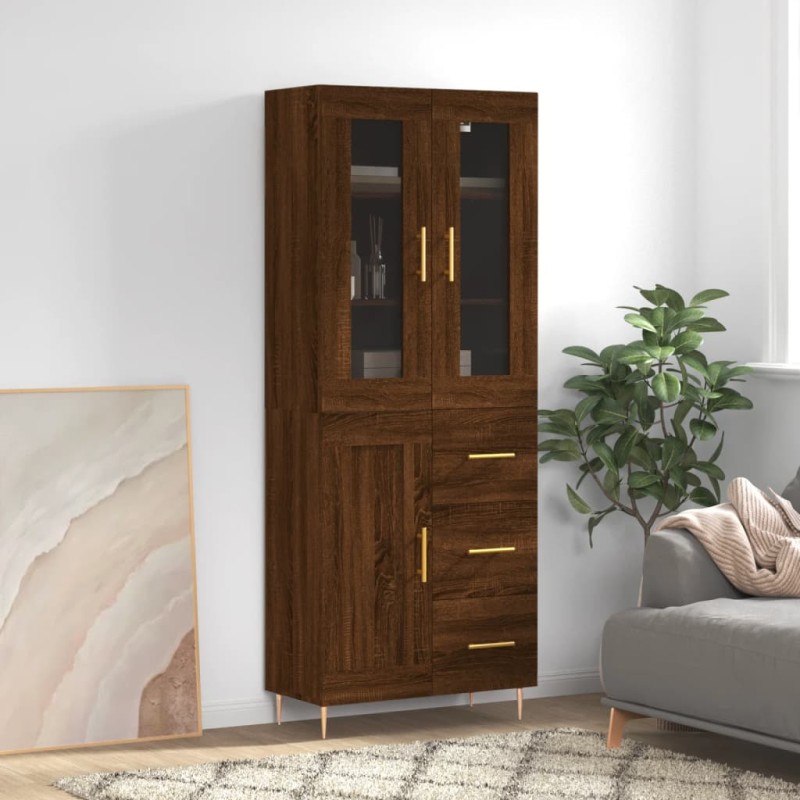 vidaXL Highboard Braun Eichen-Optik 69,5x34x180 cm Holzwerkstoff vidaXL Highboard Braun Eichen-Optik 69,5x34x180 cm Holzwerkstoff