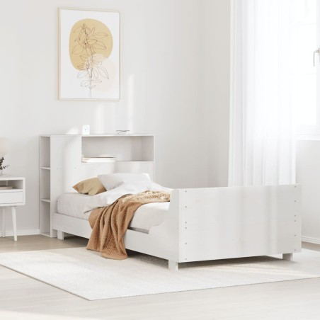 vidaXL Massivholzbett ohne Matratze Weiß 90x200 cm Kiefernholz