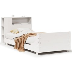 vidaXL Massivholzbett ohne Matratze Weiß 90x200 cm Kiefernholz