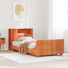 vidaXL Massivholzbett ohne Matratze Wachsbraun 75x190 cm Kiefernholz