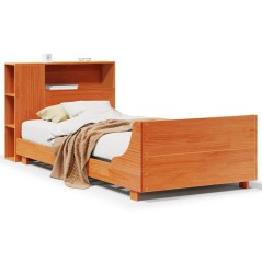 vidaXL Massivholzbett ohne Matratze Wachsbraun 75x190 cm Kiefernholz