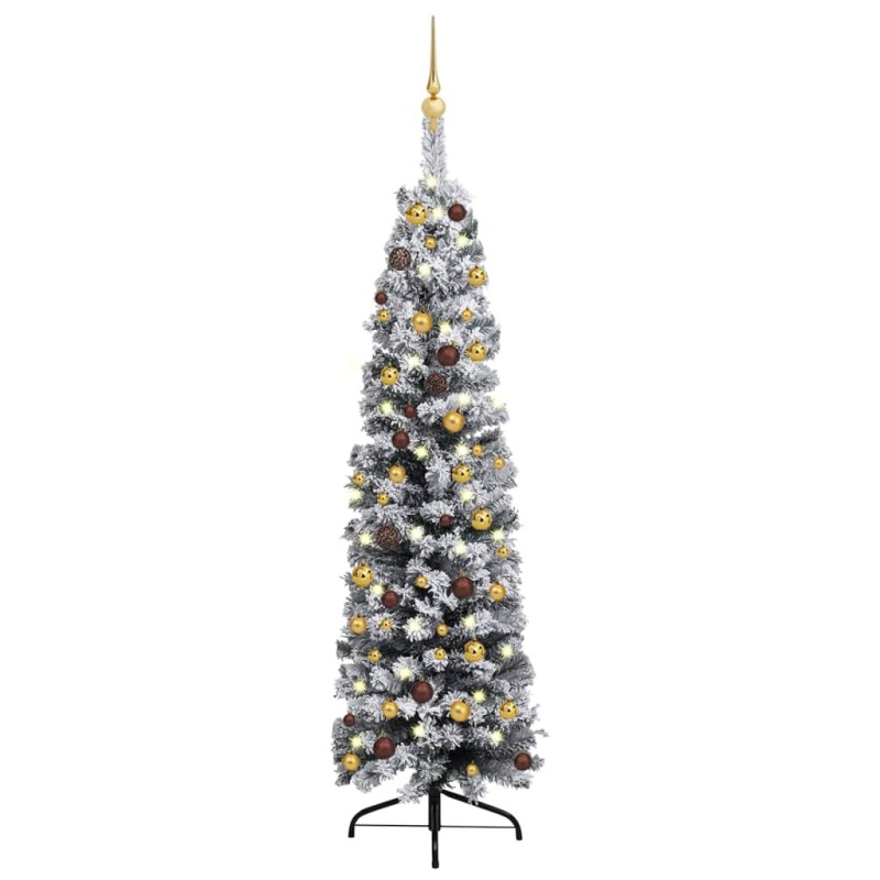 Weihnachtsbaum Schlank mit LEDs & Kugeln Grün 120 cm PVC Weihnachtsbaum Schlank mit LEDs & Kugeln Grün 120 cm PVC