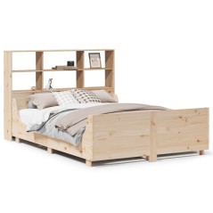 vidaXL Massivholzbett mit Regal ohne Matratze 135x190 cm Massivholz