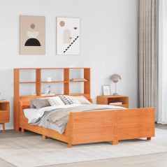 vidaXL Massivholzbett ohne Matratze Wachsbraun 135x190 cm Massivholz