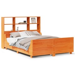 vidaXL Massivholzbett ohne Matratze Wachsbraun 135x190 cm Massivholz