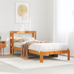 vidaXL Massivholzbett ohne Matratze Wachsbraun 75x190 cm Kiefernholz