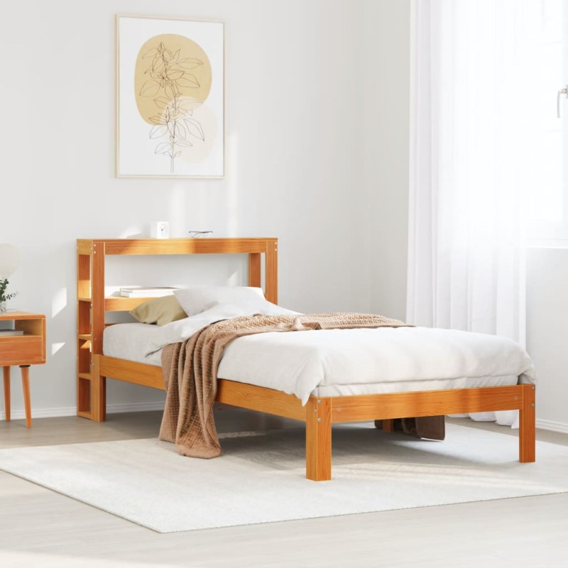 vidaXL Massivholzbett ohne Matratze Wachsbraun 75x190 cm Kiefernholz vidaXL Massivholzbett ohne Matratze Wachsbraun 75x190 cm Kiefernholz