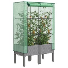 vidaXL Hochbeet mit Gewächshaus-Aufsatz Rattan-Optik 80x40x140 cm