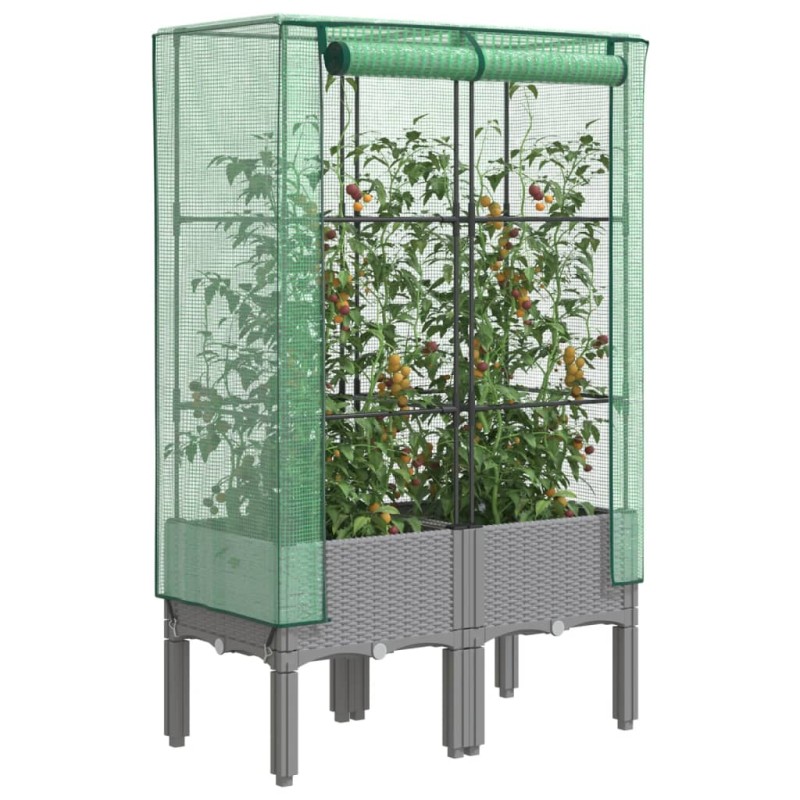 vidaXL Hochbeet mit Gewächshaus-Aufsatz Rattan-Optik 80x40x140 cm vidaXL Hochbeet mit Gewächshaus-Aufsatz Rattan-Optik 80x40x140 cm