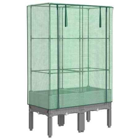 vidaXL Hochbeet mit Gewächshaus-Aufsatz Rattan-Optik 80x40x140 cm