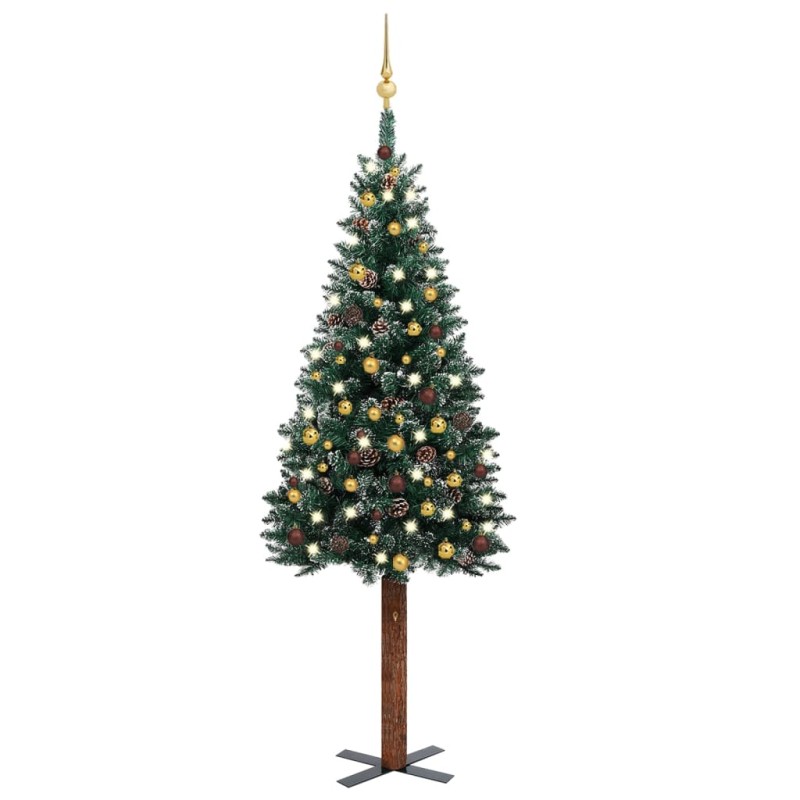 Weihnachtsbaum Schlank mit LEDs & Kugeln Grün 180 cm Weihnachtsbaum Schlank mit LEDs & Kugeln Grün 180 cm