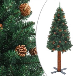 Weihnachtsbaum Schlank mit LEDs & Kugeln Grün 180 cm