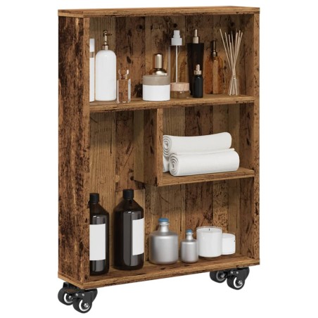 vidaXL Aufbewahrungswagen Schmal Altholz-Optik 48x13x68 Holzwerkstoff